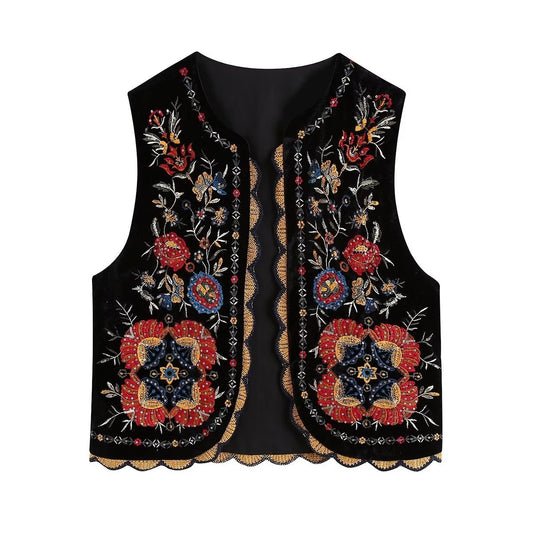 Bohemian Ethnic Style Floral Embroidery Vest