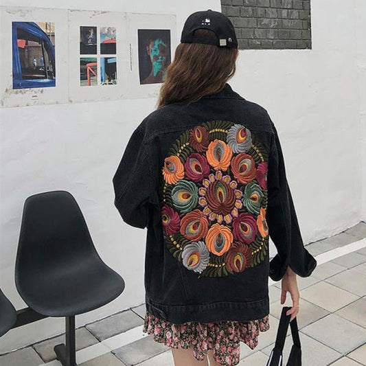 Floral Embroidery Streetwear Denim Jacket