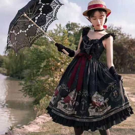 Renaissance Black Lolita Fashion Dress